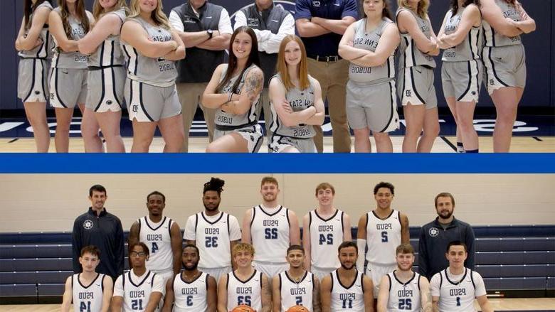 The women’s and men’s basketball teams at Penn State DuBois.